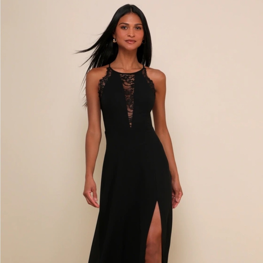 Lulus Black Halter Maxi Dress